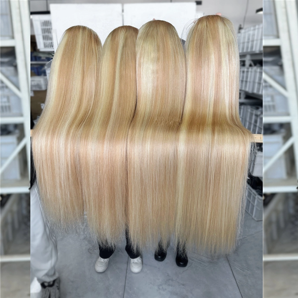 200% Density Human Hair 13x6 Full Frontal Wig 27/613# Highlighted Color Straight Hair